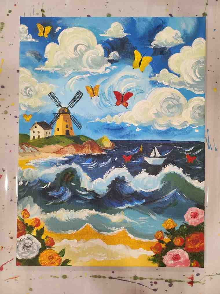 Children art class student artwork
