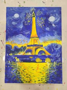 paris by night acrylic painting