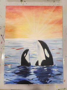 2 whales canvas adult art workshop