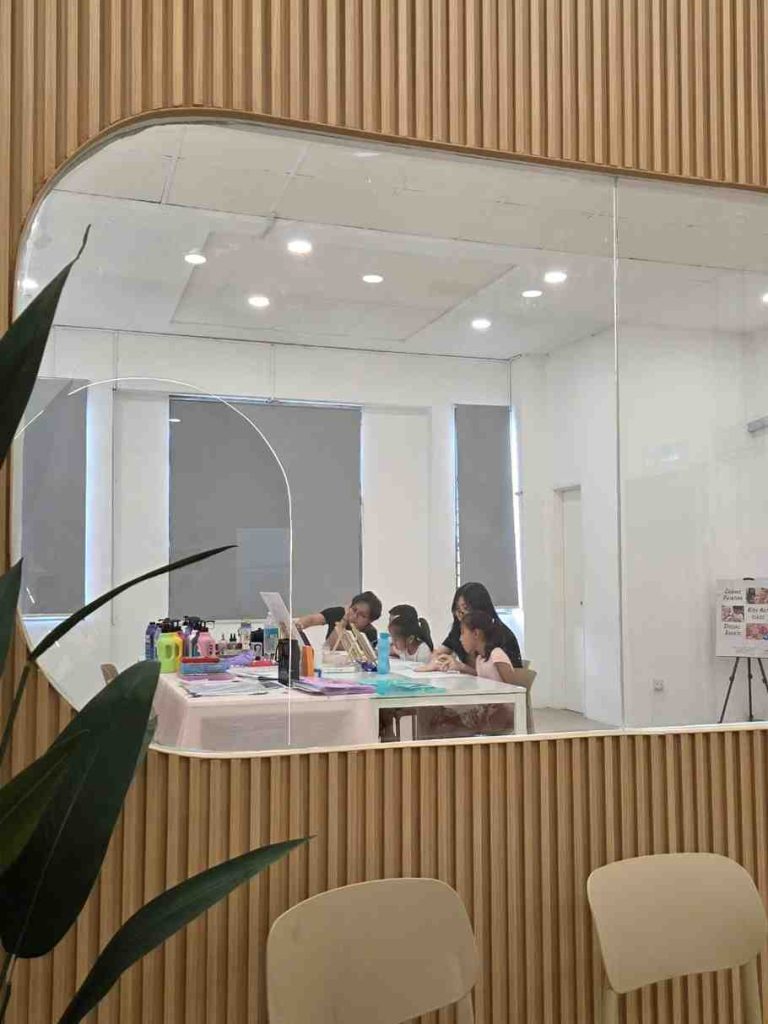 Children engaged in creative activities.